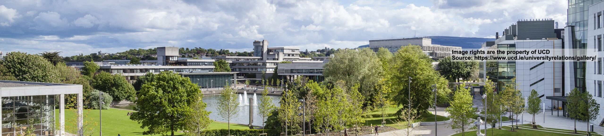 An aerial view over the Belfield campus